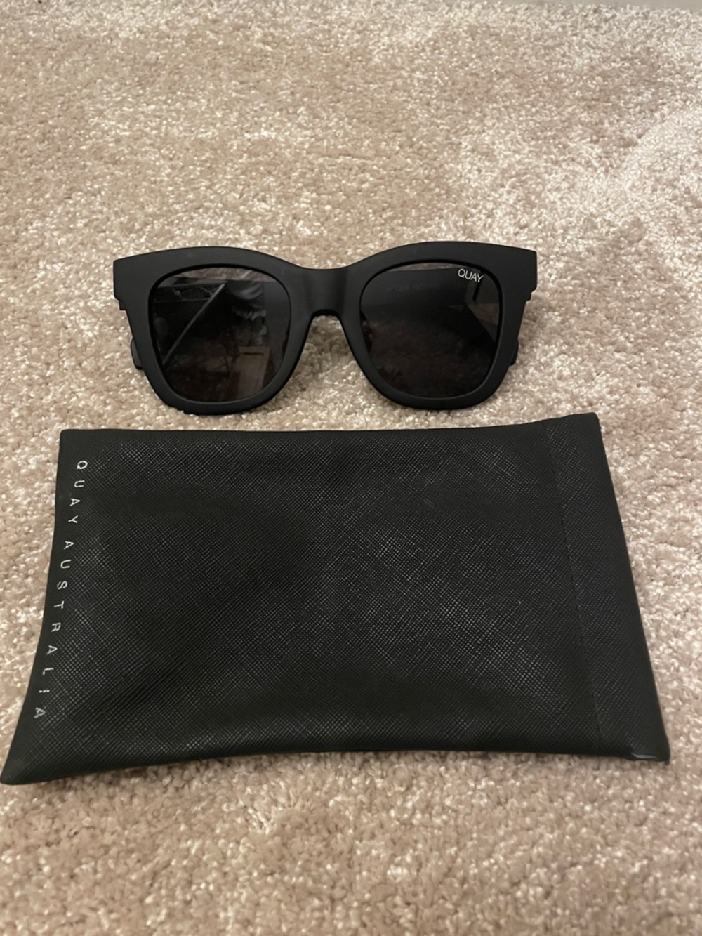 Quay Australia Matte Black Square Sunglasses